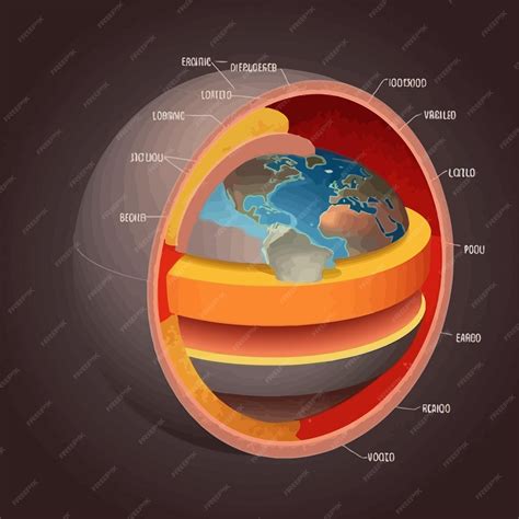 Modelo 3d De La Capa Terrestre Vector Premium