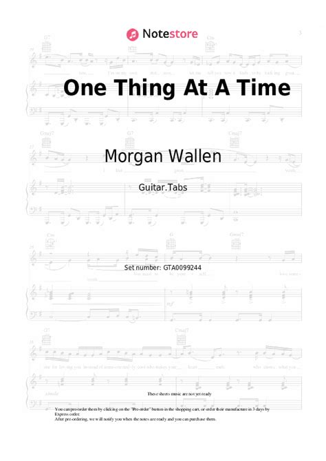 One Thing At A Time Tabs Guitar Morgan Wallen In Note Store