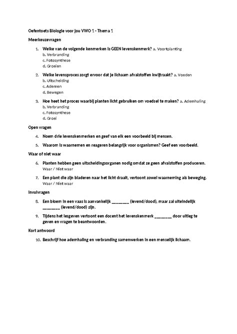 Biologie Voor Jou 4 Vwo Antwoorden 5