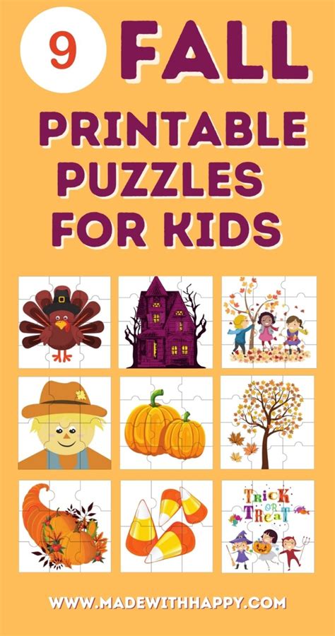 Free Printable Fall Puzzles For Kids - Made with HAPPY