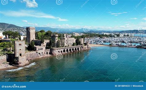 Aerial Shot of the Coastal Town of Mandelieu La Napoule on the French ...