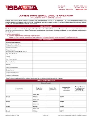 Fillable Online Application For A Claims Made And Reported Lawyers