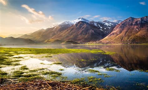 Wallpaper ID 629646 Water 1080P Idyllic Reeds Snowy Peak Nature