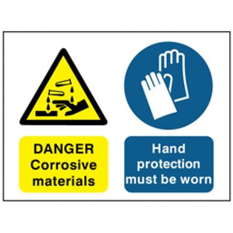 Danger Corrosive Materials Hand Protection Must Be Worn