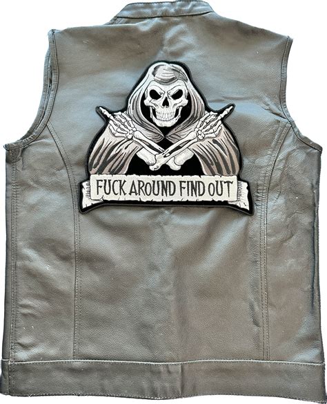 Skull Reaper Fuck Around Find Out Patch Large Skull Patches For Biker Jackets By Ivamis Patches
