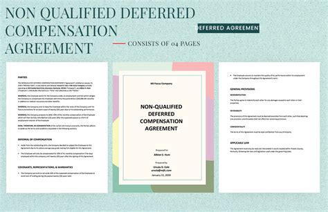 Non Qualified Deferred Compensation Agreement Template In Word PDF