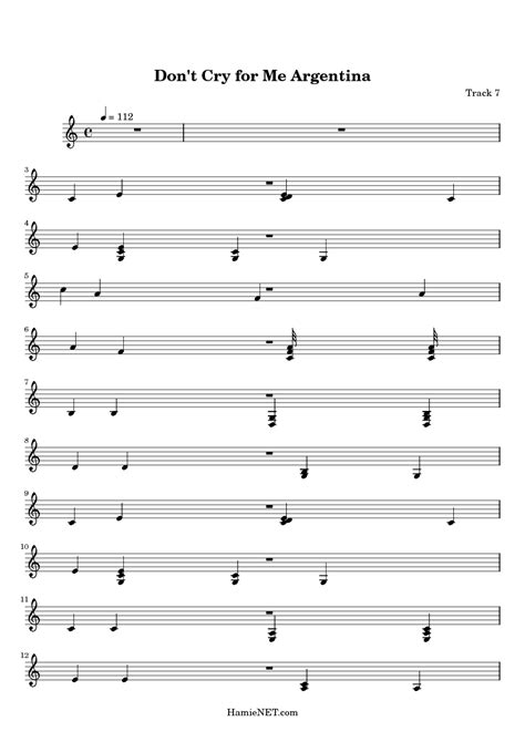 Dont Cry For Me Argentina Sheet Music Dont Cry For Me Argentina