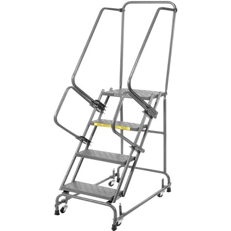 Ballymore Rolling Ladder With Handrail Spring Loaded Casters And 16