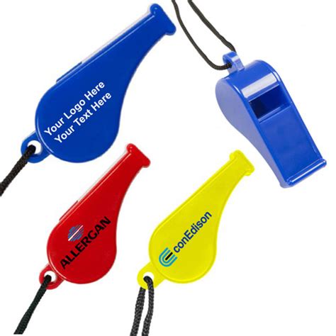 Logo Imprinted Plastic Whistle With Lanyards Whistle