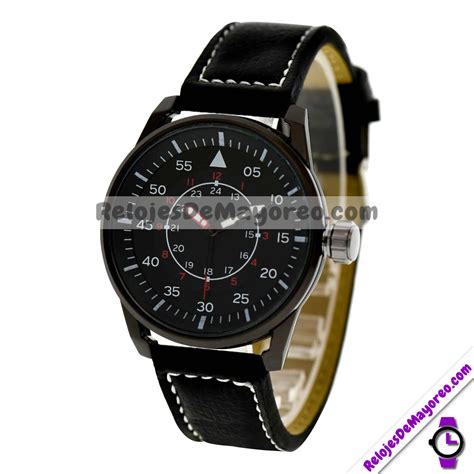 Reloj Extensible Piel Sintetica Triangulo Para Caballero Negro R4091