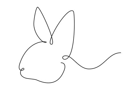 Easter Bunny With Heart Continuous One Line Drawing Rabbit Simple