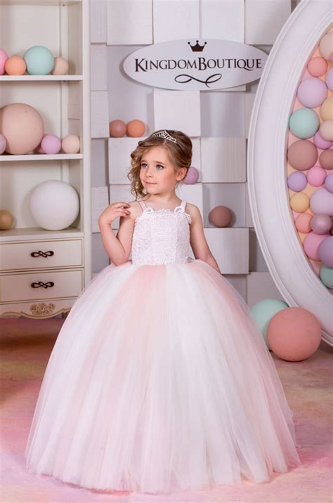 Ivory And Pink Lace Tulle Formal Flower Girl Dress For Special Etsy