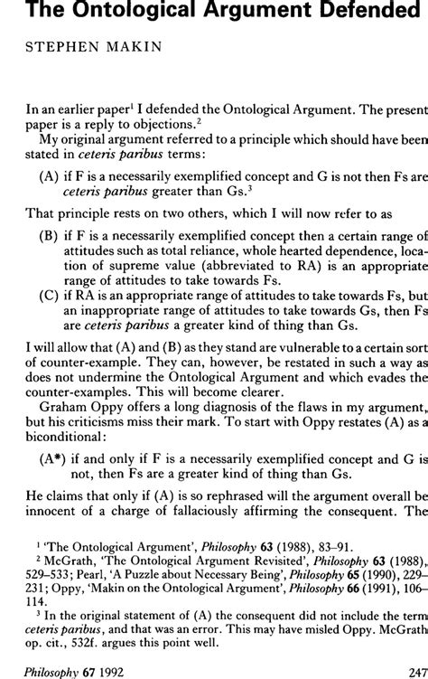 The Ontological Argument Defended Philosophy Cambridge Core