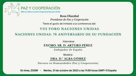 Invitación Viii Foro Naciones Unidas Naciones Unidas 78 Aniversario