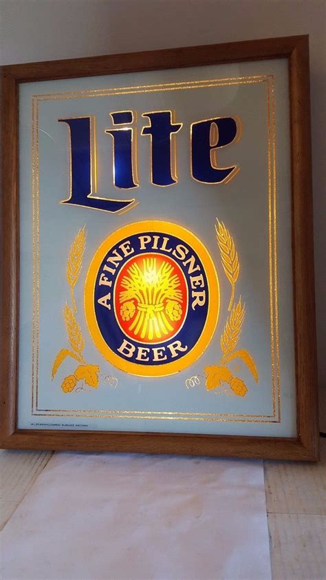 Nice Miller Lite A Fine Pilsner Beer Lighted Illuminated Beer Bar Mancave Sign Pilsner Beer