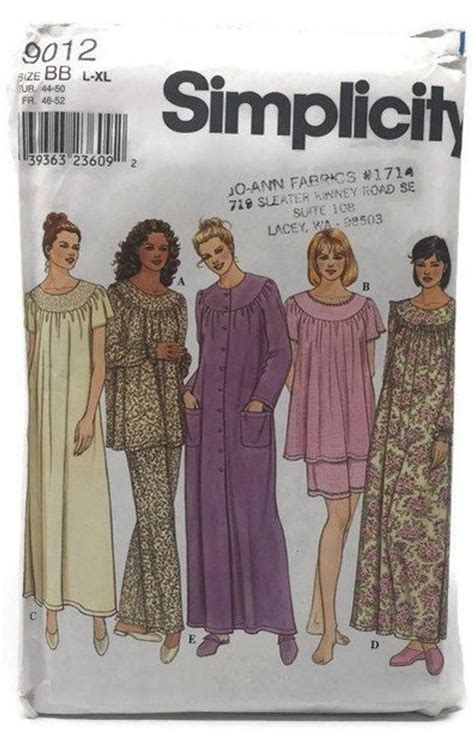 Nightgown Top Pants Robe Pattern Simplicity 9012 Uncut Sewing Pattern