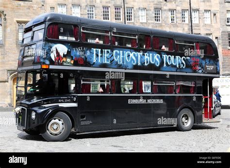 Black double decker Ghost Tours Bus in Edinburgh, Scotland, United Kingdom Stock Photo - Alamy