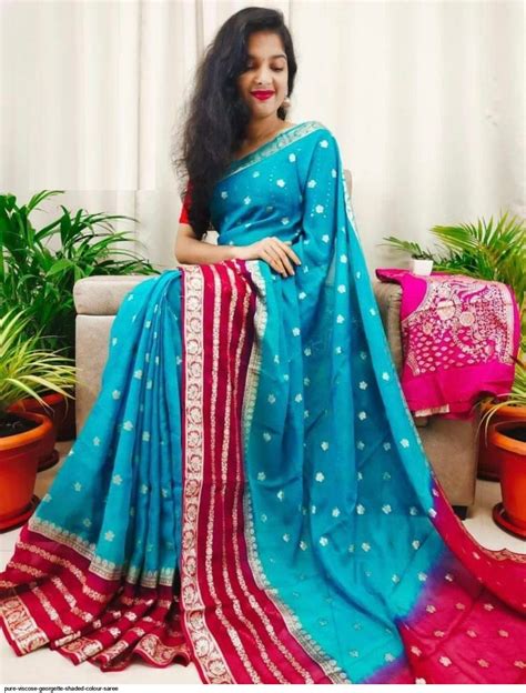 Pure Viscose Georgette Shaded Colour Saree