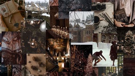 December Christmas Mood Board Desktop Collage Background Wallpaper