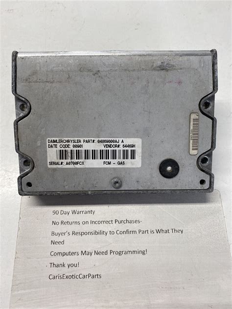 01 03 Dodge Caravan Chrysler Body Control Module OEM 04869000aj A For