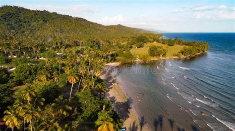 Aerial View Of La Pascuala Beach Covered With Greenery In Samana The