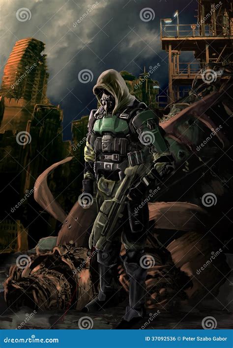 Future Assassin Stock Illustration Illustration Of Sniper 37092536