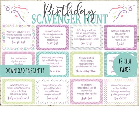 Birthday Scavenger Hunt Birthday Party Games Printable Birthday