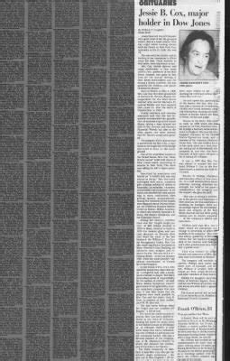 Obituary For Jessie Bancroft Cox Aged Newspapers