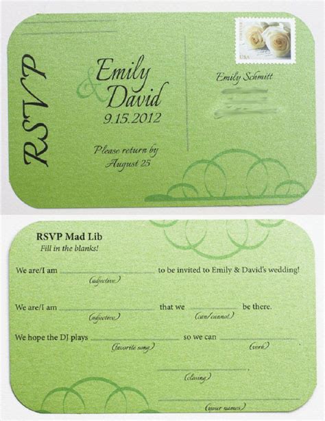 Creative Mad Lib Wedding Rsvp Cards