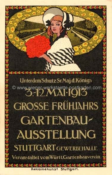 Litho Gartenbauausstellung Stuttgart Mit Vignette 1913 Wiener