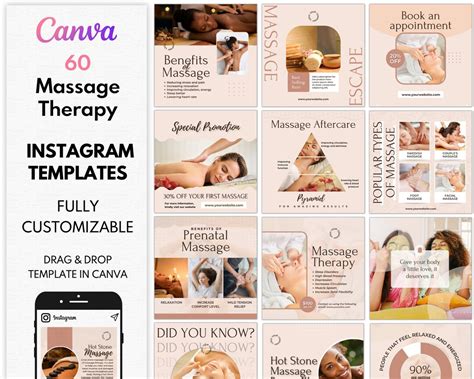 Editable Massage Therapist Instagram Posts Massage Therapy Social Media Post Editable In Canva