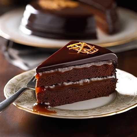 Premium Ai Image Slice Of Sachertorte Cake