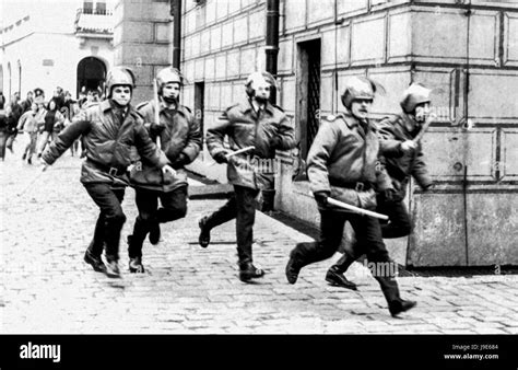 Street Protests In Poland Militia Special Police Stock