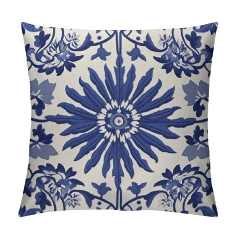 Aristuring Navy Blue Boho Pillow Covers Bohemian Ethnic Carpet Pattern