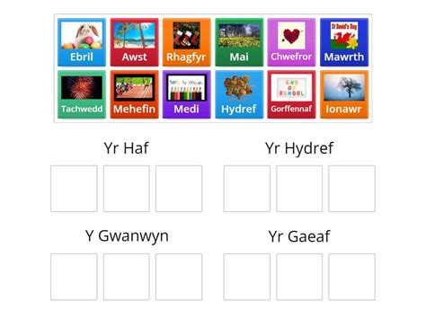 Seasons And Months Cymraeg Ordenar Por Grupo