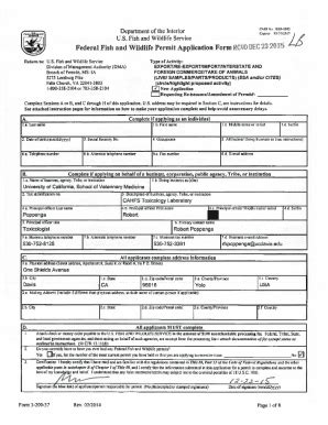 Fillable Online Form Application Re Export Of Wildlife