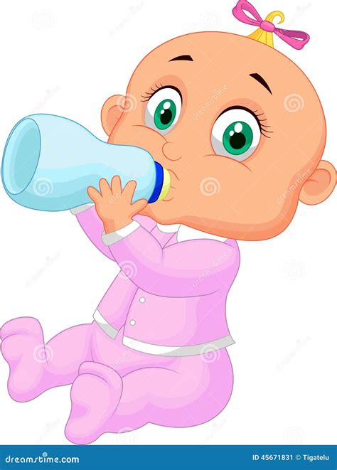 Baby Girl Drinking Milk Stock Vector Illustration Of Love 45671831