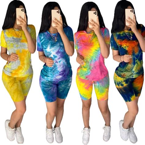 Echo ine conjunto de duas peças feminino estampa de tie dye casual