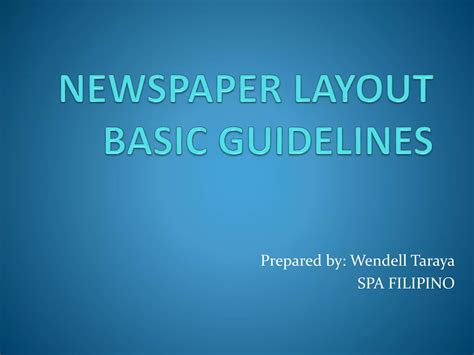 Newspaper Layout and Basic Guidelines | PPT