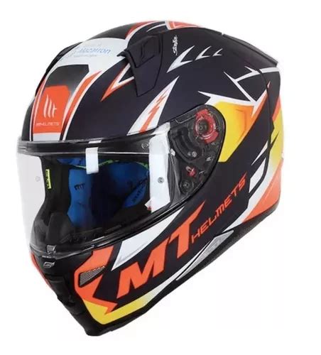 Casco Moto Mt Revenge Acosta A Azul Brillo Integral Dafy Env O Gratis