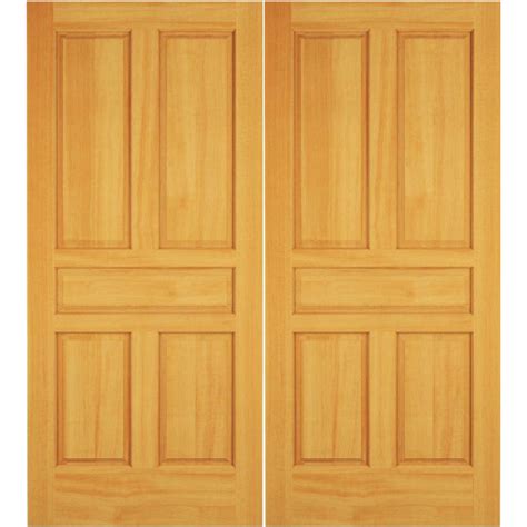 ESWDA 52x96 Exterior Swing Poplar Wood 5 Panel Rustic Double Door