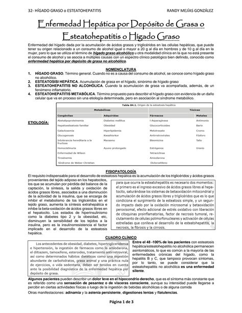 SOLUTION 32 H Gado Graso Y Esteatohepatitis Studypool