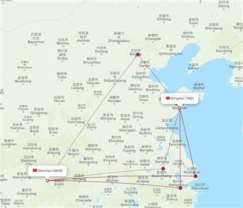 Flights From Qingdao To Wanxian Tao To Wxn Flight Routes