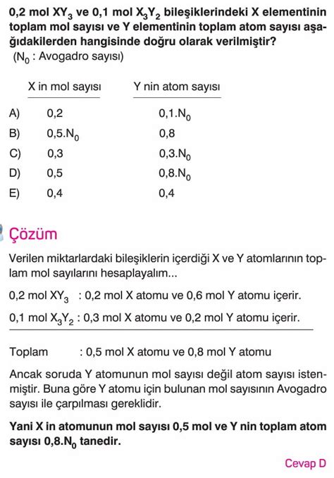 Kimyan N Temel Kanunlar Ve Kimyasal Hesaplamalar Test Sorular