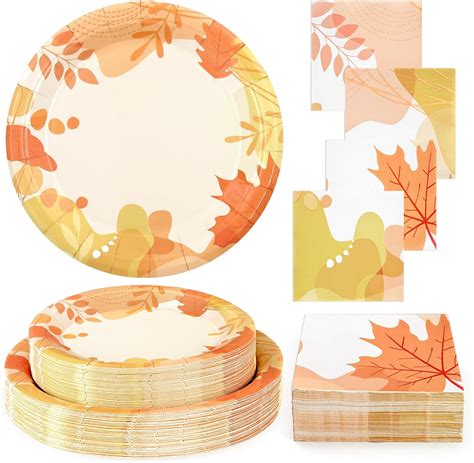 Amazon Homlouue 200 PCS Thanksgiving Plates And Napkins Fall