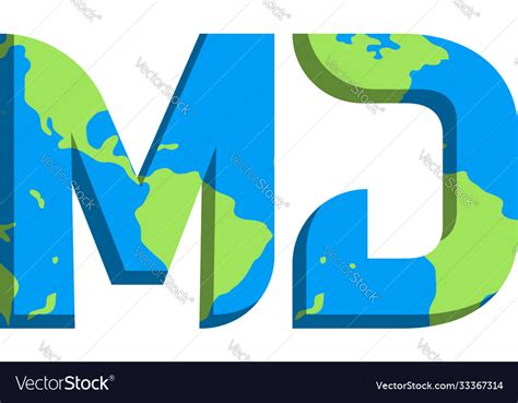 initial md logo design  world map style vector image