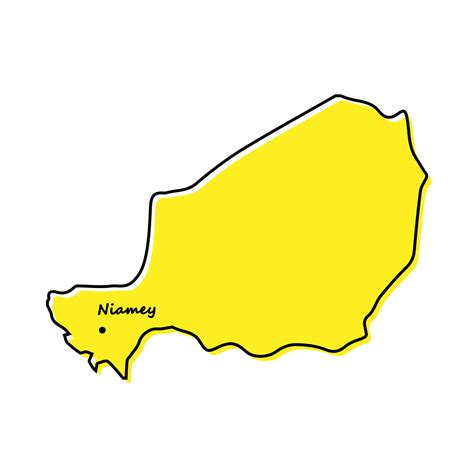 Simple outline map of Niger with capital location 21798182 Vector Art at Vecteezy