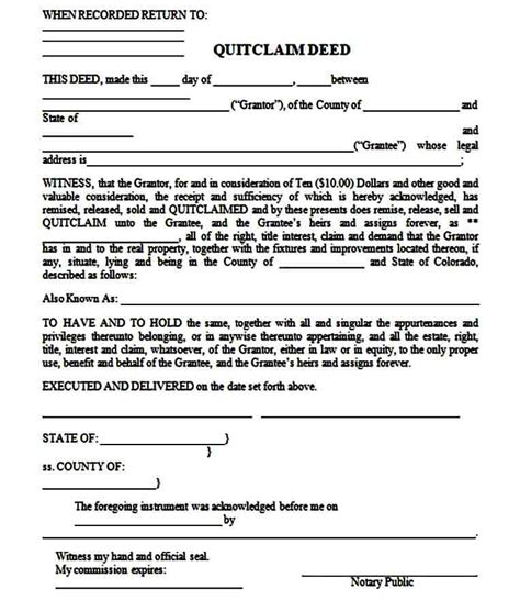 Sample Quitclaim Deed Form Mous Syusa