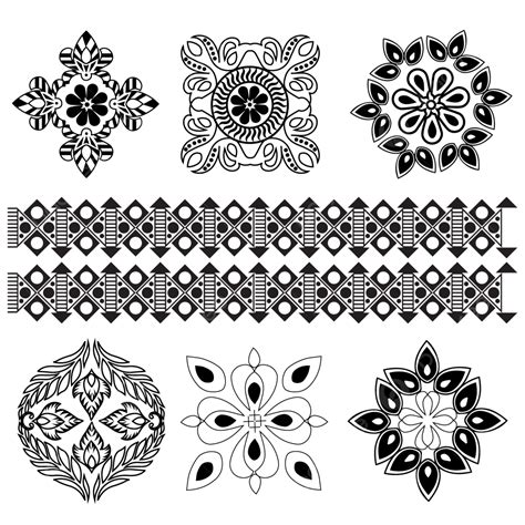 Floral Block Print Motif Set Floral Drawing Block Drawing Floral