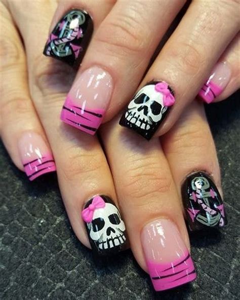 Sugar Skulls Halloween Nail Art Skull Nails Skull Nail Art